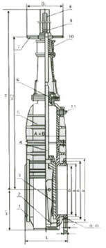 MZ44W-1.5,2（4）快速啟閉暗桿閘閥外形尺寸圖2