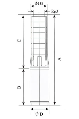 SP30不銹鋼多級深井潛水電泵外形尺寸圖