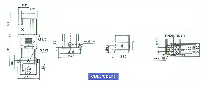 CDL8 / CDLF8系列多級(jí)泵安裝尺寸
