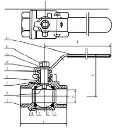 Q11F二片式不銹鋼球閥結(jié)構(gòu)圖
