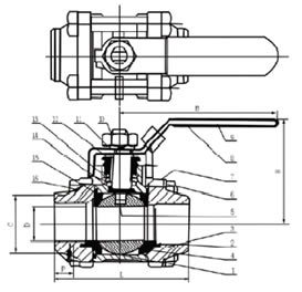 Q61F對焊不銹鋼球閥結構圖