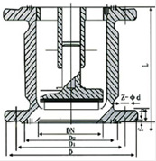 H42W/H/Y-16/25/40C/P/R型立式不銹鋼止回閥外形尺寸圖