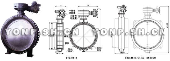 DK941X真空電動蝶閥外形尺寸圖