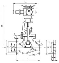J941H法蘭電動(dòng)截止閥外形尺寸圖