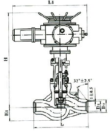  J961Y/961YP54鑄鋼對(duì)焊電動(dòng)截止閥結(jié)構(gòu)圖
