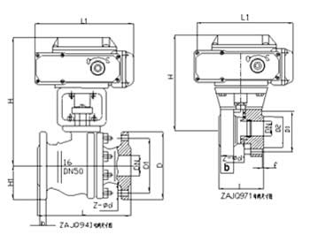 超短型ZAJQ電動(dòng)調(diào)節(jié)對(duì)夾式球閥外形尺寸
