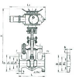  Z41H/KZ41Y/Z40H/KZ40Y型法蘭電動(dòng)閘閥結(jié)構(gòu)圖