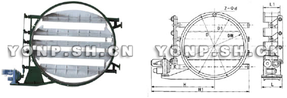 電動(dòng)圓形百葉式調(diào)節(jié)蝶閥外形尺寸圖