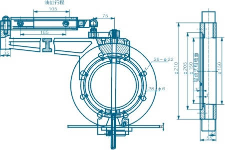 煤粉定時供料液動切換蝶閥外形尺寸圖