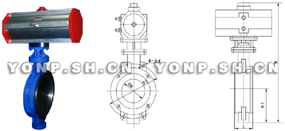 D673H氣動(dòng)對(duì)夾硬密封蝶閥外形尺寸圖