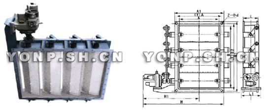 電動(dòng)矩形百葉式調(diào)節(jié)蝶閥外形尺寸圖