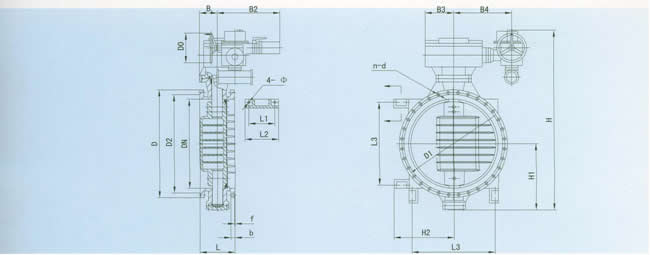 Ds942X梳齒式調(diào)節(jié)蝶閥外形尺寸圖