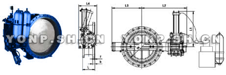 蓄能器式（緊急切斷）快關(guān)蝶閥外形尺寸圖