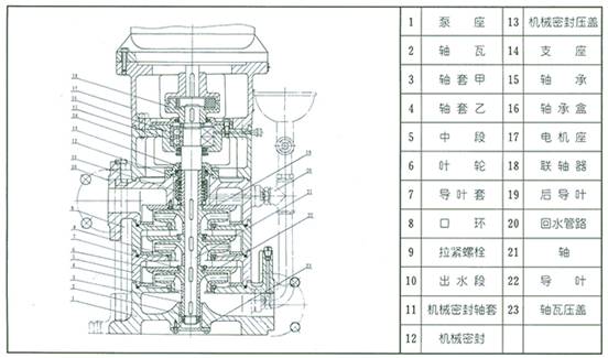 LG多級泵結(jié)構(gòu)圖2
