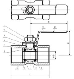 Q11F一片式浮動球閥 結(jié)構(gòu)圖