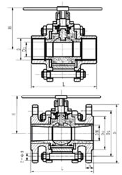Q11H三片式浮動(dòng)球閥結(jié)構(gòu)圖