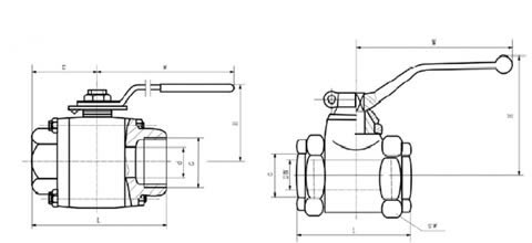 Q11N高壓內(nèi)螺紋浮動(dòng)球閥結(jié)構(gòu)圖