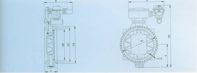 RD942X大口徑電動(dòng)法蘭蝶閥外形尺寸圖