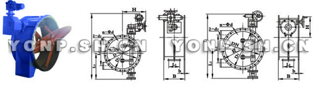翻板式法蘭蝶閥外形尺寸圖