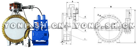 HD7Q41X全液控止法蘭回蝶閥外形尺寸圖