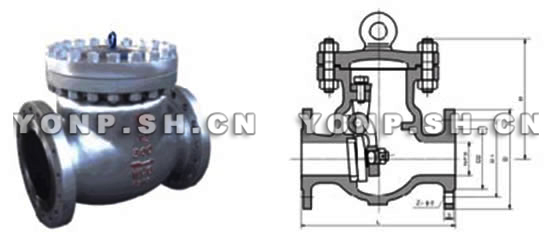DH44Y低溫法蘭止回閥外形尺寸圖