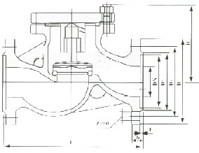 H41W黃銅法蘭止回閥外形尺寸圖