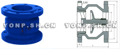 H41X型節(jié)能消聲法蘭止回閥外形尺寸圖