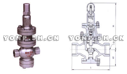 先導(dǎo)活塞式蒸汽減壓閥外形尺寸圖