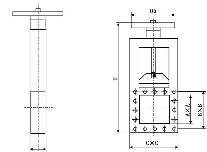 PZL43X/H/F-6/10/16鏈輪對夾式刀閘閥 外形尺寸圖1