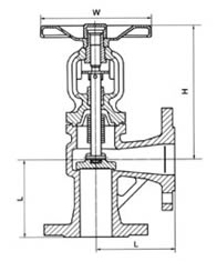 J44H德標(biāo)波紋管角式截止閥外形尺寸圖