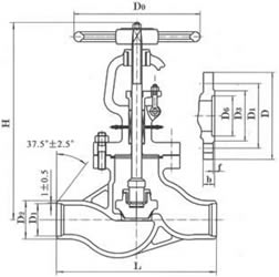 J41H水封截止閥外形尺寸圖