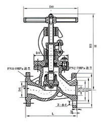 J41N液化氣截止閥外形尺寸圖