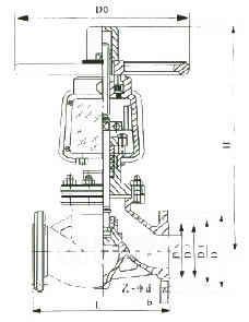 Jy41W不銹鋼氧氣截止閥外形尺寸圖