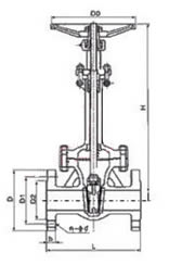 DZ41Y低溫法蘭明桿閘閥外形尺寸圖