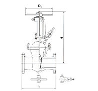 帶吹掃孔楔式明桿閘閥外形尺寸圖