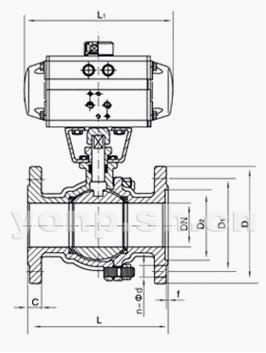 Q641F氣動三通法蘭球閥