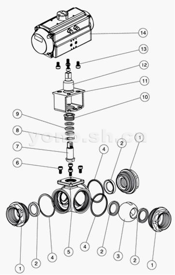 Q614/5F氣動絲口三通球閥