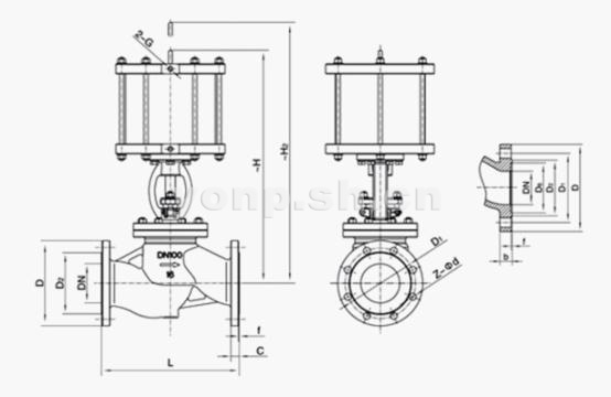 國(guó)標(biāo)氣動(dòng)法蘭截止閥主要零件材質(zhì)表