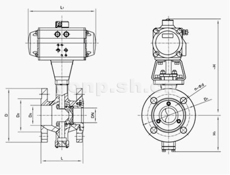 氣動法蘭式V型球閥