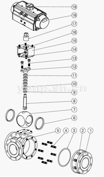 氣動法蘭式V型球閥