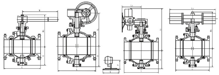 Q647H硬密封固定氣動球閥結(jié)構(gòu)圖2