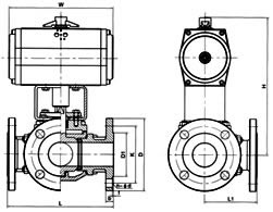 Q648/Q649三通氣動(dòng)球閥結(jié)構(gòu)圖