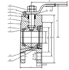 Q4/71F對夾球閥結(jié)構(gòu)圖