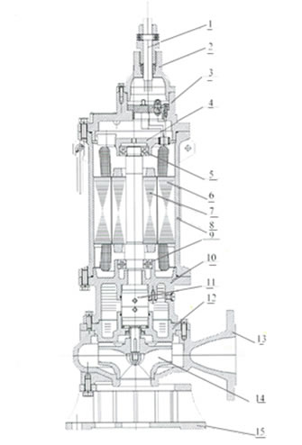 BQW防爆潛水泵結(jié)構(gòu)簡圖