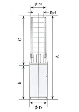 SP60不銹鋼多級深井潛水電泵外形尺寸圖