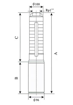 SP3不銹鋼多級深井潛水電泵外形尺寸圖