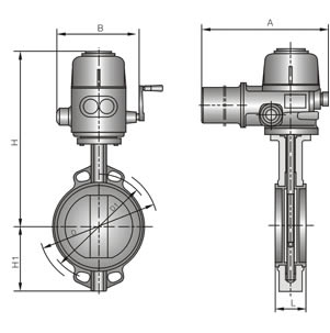 D971X/F/J/H/S-10/16C(Q/P)對(duì)夾式電動(dòng)(襯膠)脫硫蝶閥外形尺寸圖