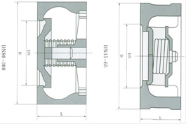 H71H/W-16/25Q/H/P對夾升降式止回閥外形尺寸圖