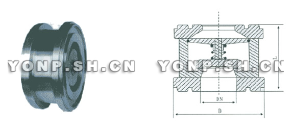 H72不銹鋼對夾升降式止回閥外形尺寸圖
