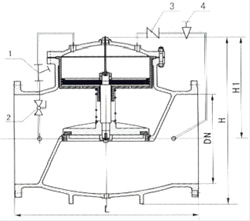 300X活塞式緩閉止回閥結(jié)構(gòu)圖